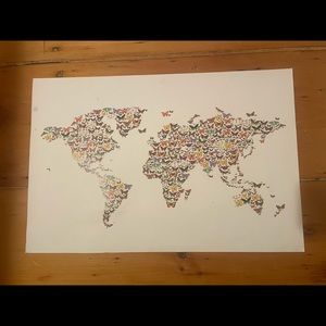 Butterfly World Map Print